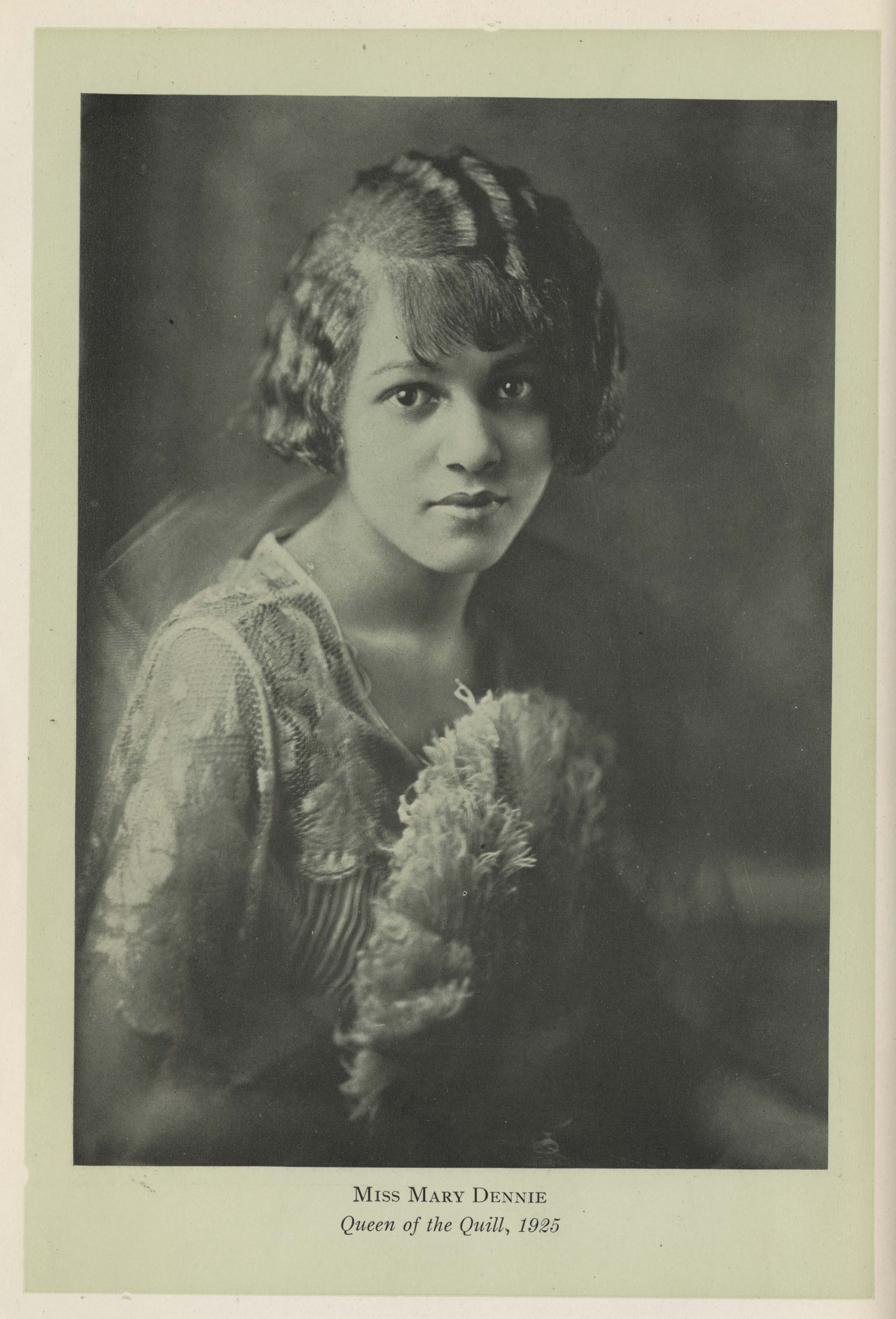 Black-and-white photo of Miss Mary Dennie, the first Miss Lincoln University from 1925-1926.
