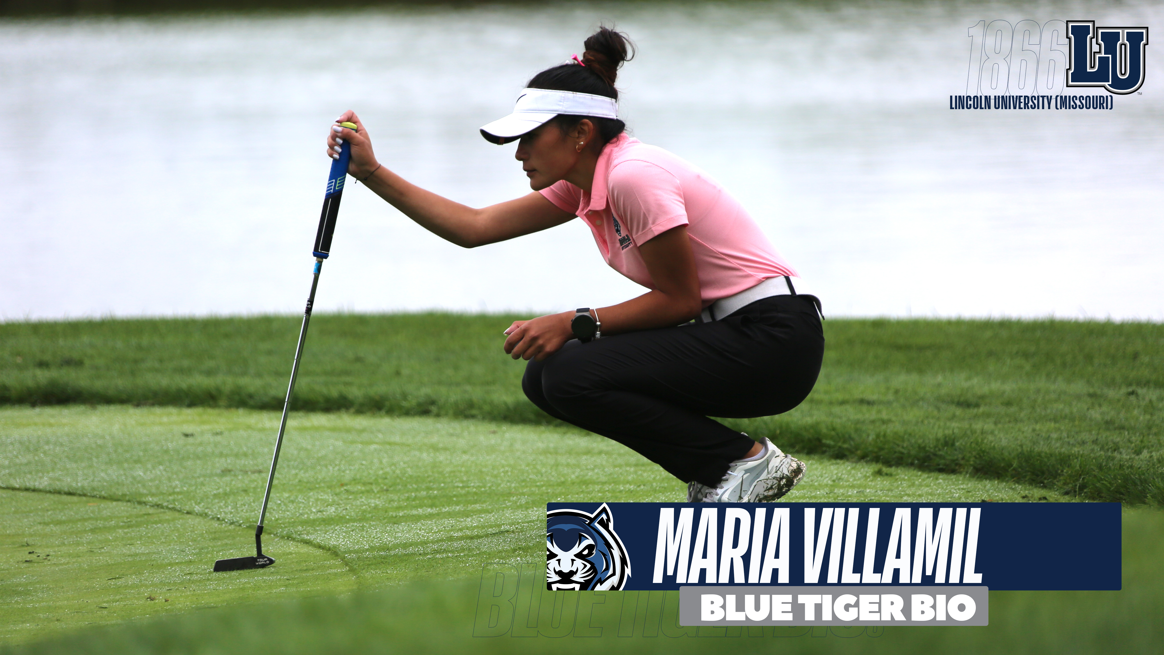 Lincoln University freshman golfer and psychology major Maria Villamil. Photo by: Keena Lynch