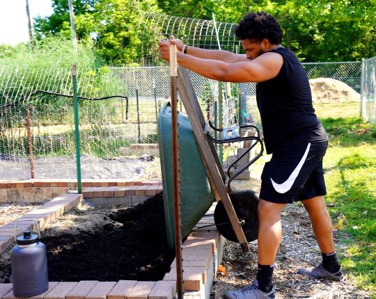 Off the field, LU student athletes serve as volunteers for the Community Garden.