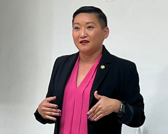 Missouri State Representative Emily Weber speaking on politics, legislative processes and her experiences as the first Asian American Pacific Islander Missouri State Legislator.