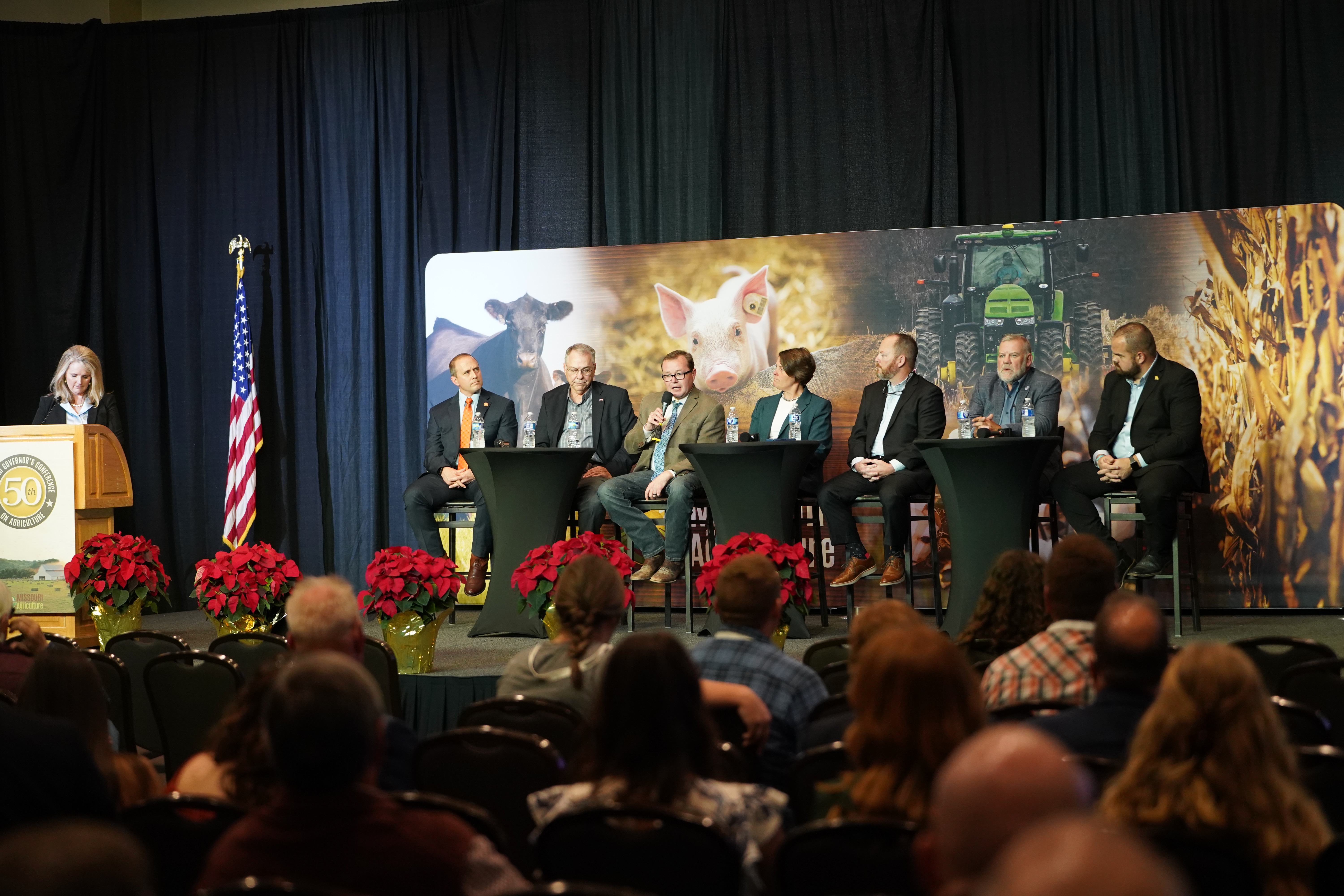 Agriculture Industry Panel leaders from the dairy, soybean, cattle, forestry, corn, and pork associations and the Missouri Farm Bureau discussed pressing ag issues at the conference. 