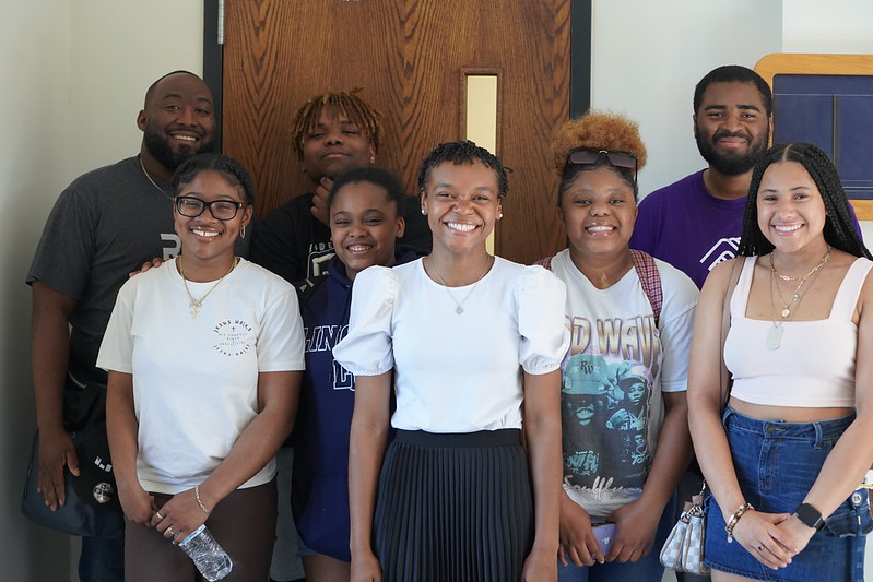 Attendees at the Show Your Blue Stripes Showcase from left to right: Pastor Jon Nelson, Lakeia (Keia) Rambo, Mason Wright, Renayjah Burton, Chyler Hughes, Deyana (Dee) Chism, Daniel Brown, Lillian (Lilly) Bower.