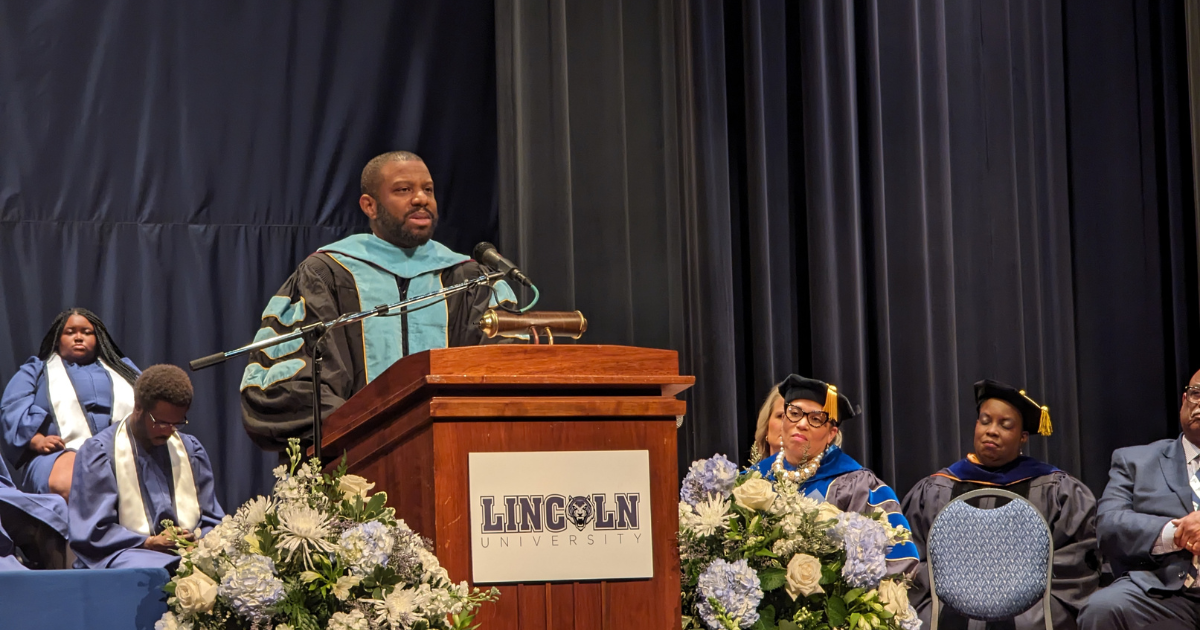 Dr. Ivory Toldson, national director of Education Innovation and Research for the NAACP and former executive director of the White House Initiative on Historically Black Colleges and Universities, delivered the keynote address during Lincoln University’s Founders’ Day 2024 celebration. (photo credit: News Tribune)