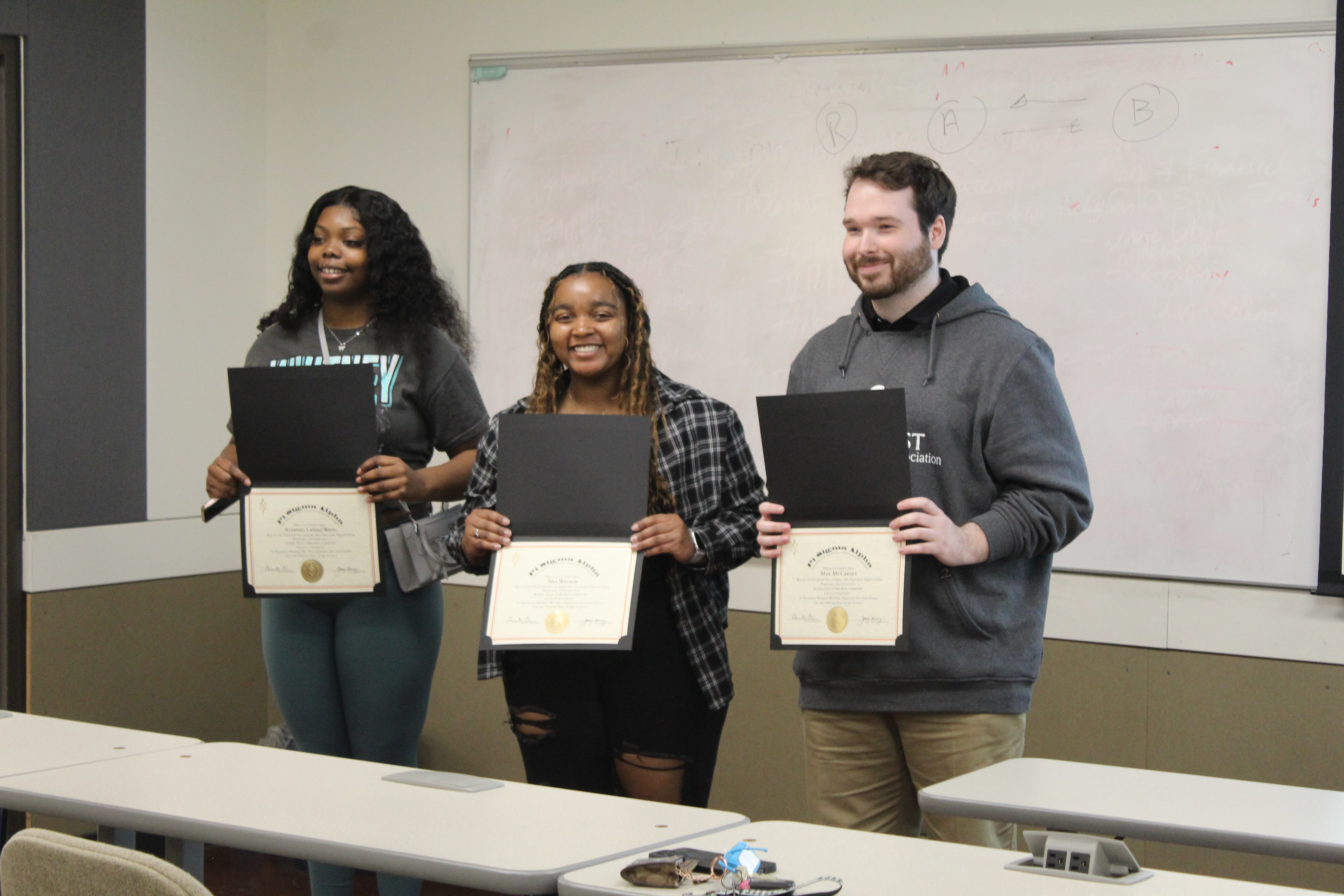 Lincoln University of Missouri students Max McCarthy, Nia Walker and Alannah Wade were inducted in Pi Sigma Alpha, the National Political Science Honor Society. 
