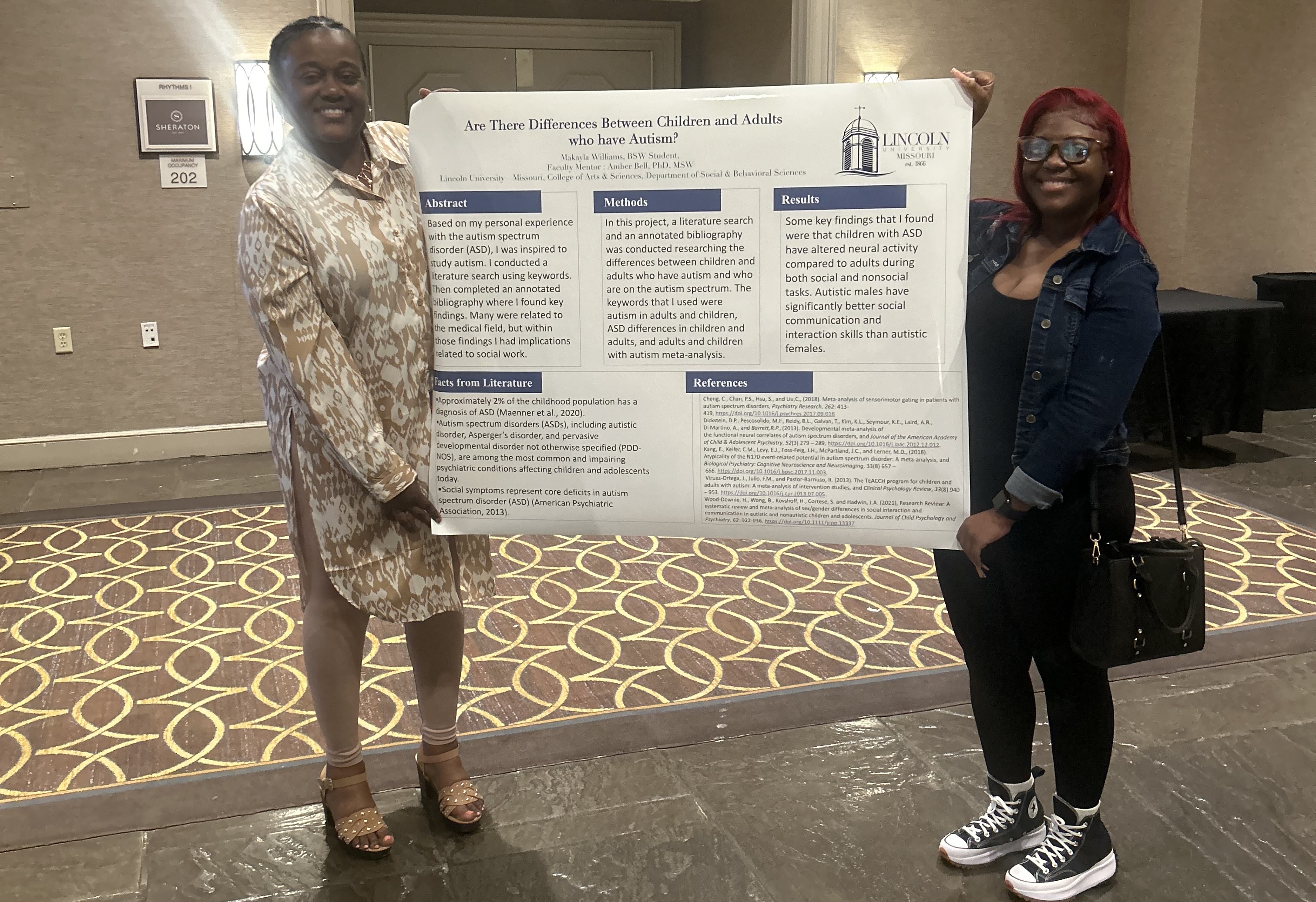 Senior Makayla Williams and sophomore Alicia Malone presented their research at the Association of Baccalaureate Social Work Program Directors’ 41st Annual Conference in New Orleans, Louisiana. 