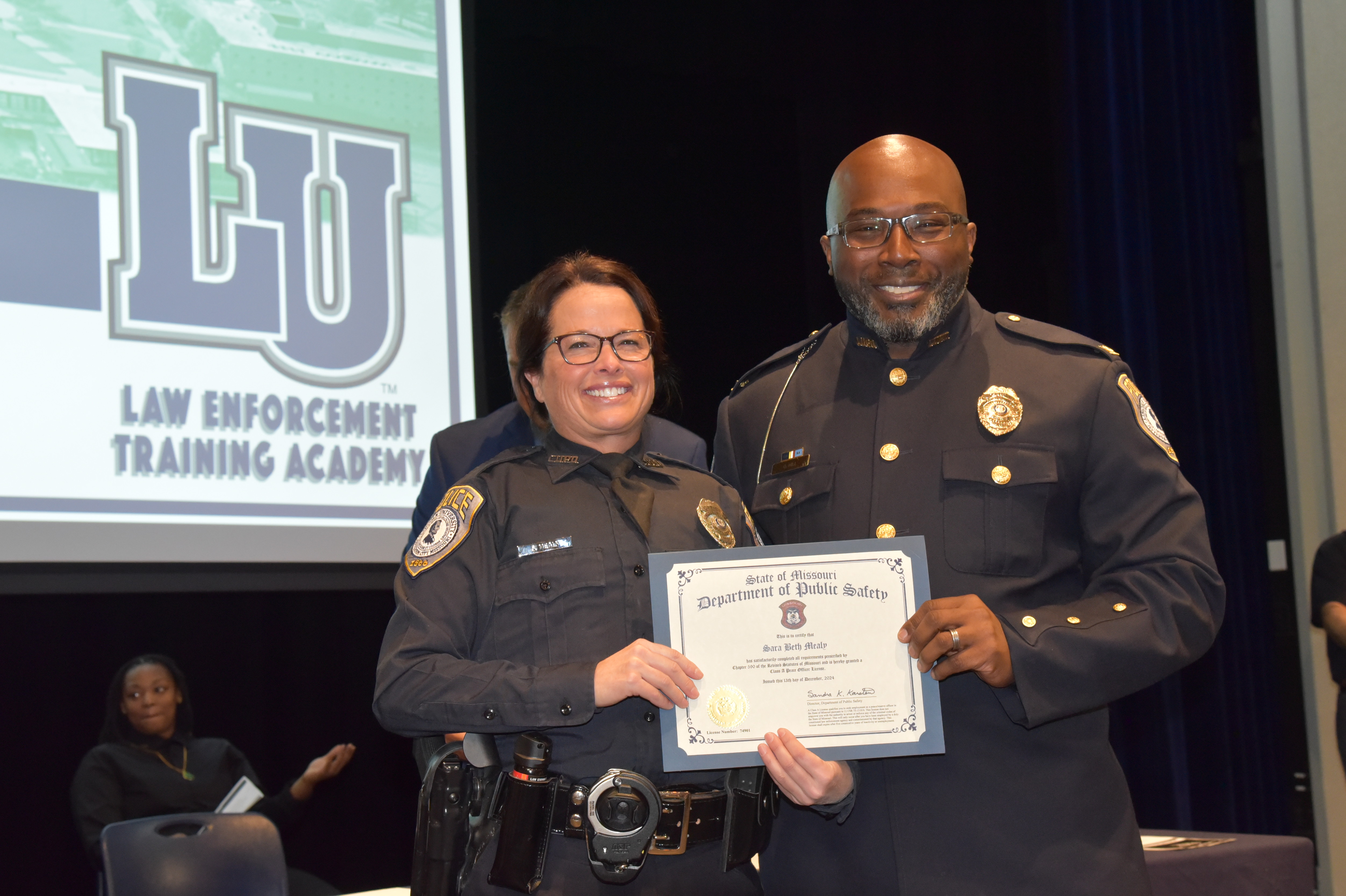 Sara Mealy and Chief Gary Hill