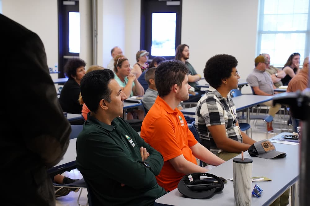 Field Day participants gather in the Multipurpose Building for additional insights into Lincoln University’s agricultural research.