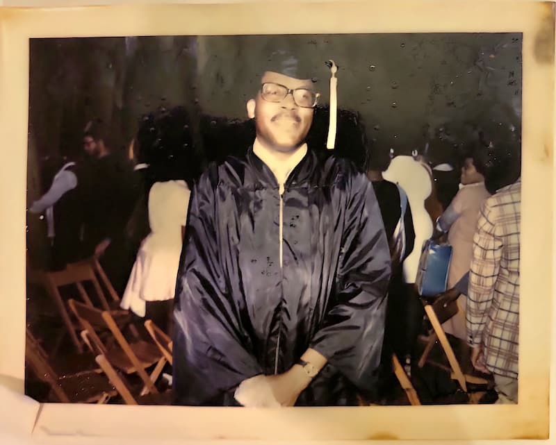 Robert Sams Jr. stands in his graduation regalia during his 1976 graduation from Lincoln University.