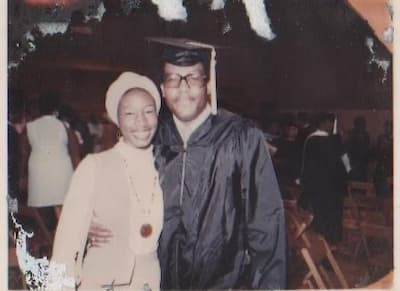 Robert Sams Jr. and his wife during his 1976 Lincoln University graduation ceremony.