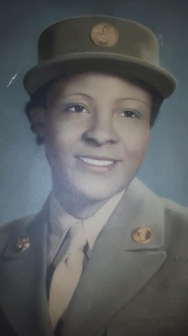 Rosalie Beard, the aunt of Robert Sams Jr., in a headshot photo from the military.