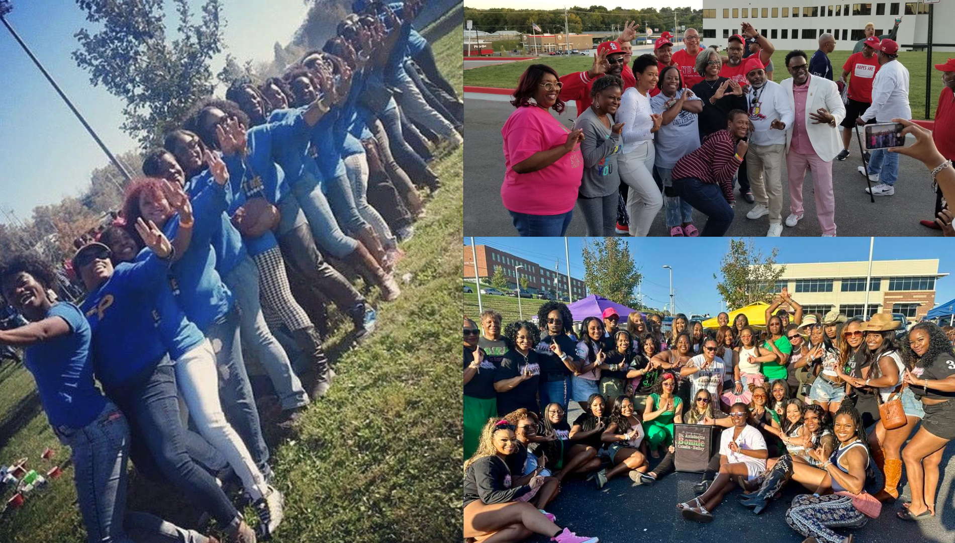 A collage of Lincoln University of Missouri sorority alumni during Homecoming events.