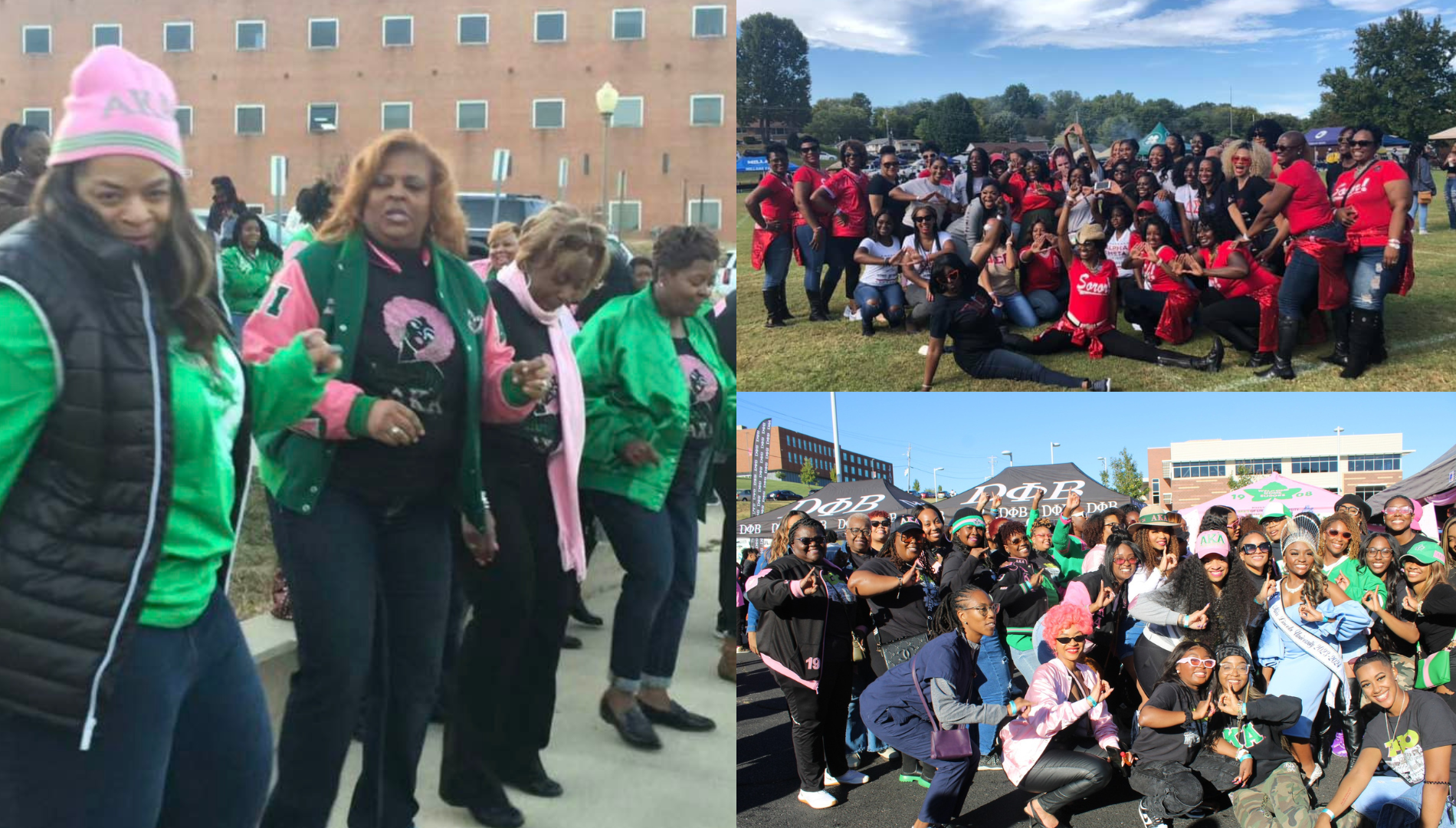 Collage of Lincoln University of Missouri alumni sorority members during Homecoming events.