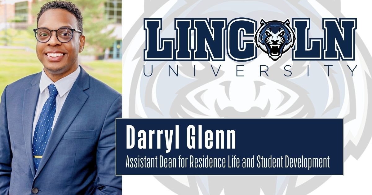 Darryl Glenn, Assistant Dean for Residence Life and Student Development at Lincoln University of Missouri, smiling in a suit
