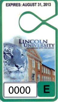 Lincoln University parking tag
