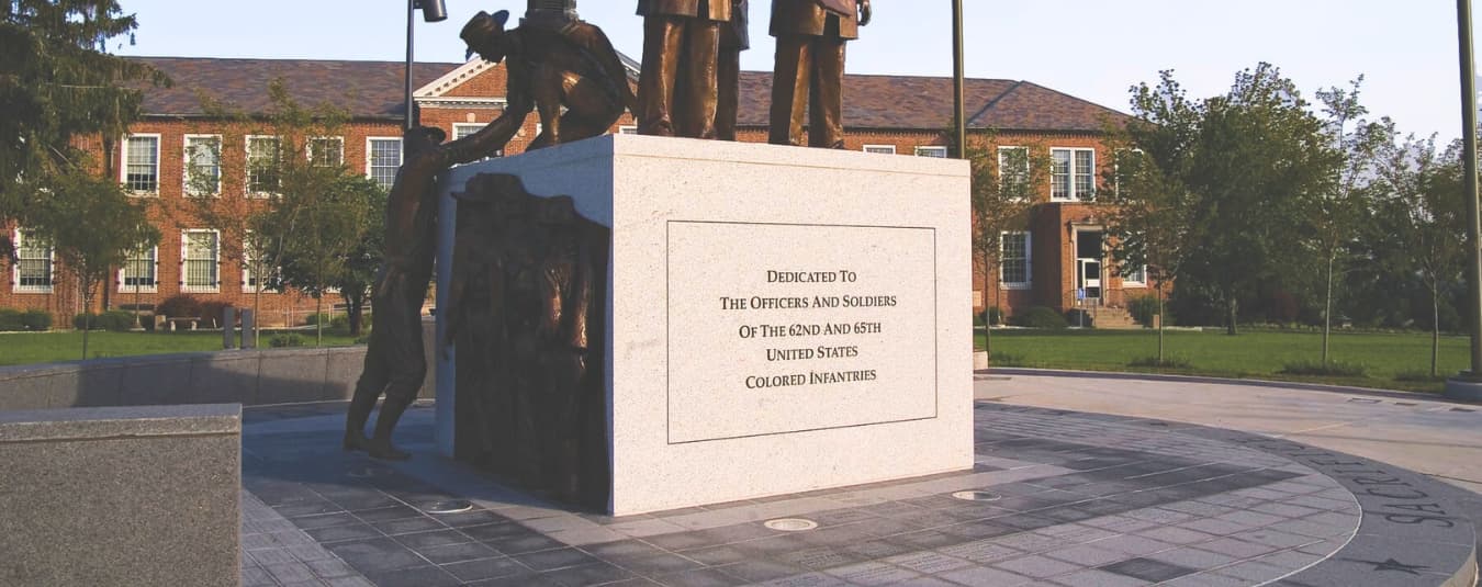 Monument at Lincoln University honoring the officers and soldiers of the 62nd and 65th United States Colored Infantries