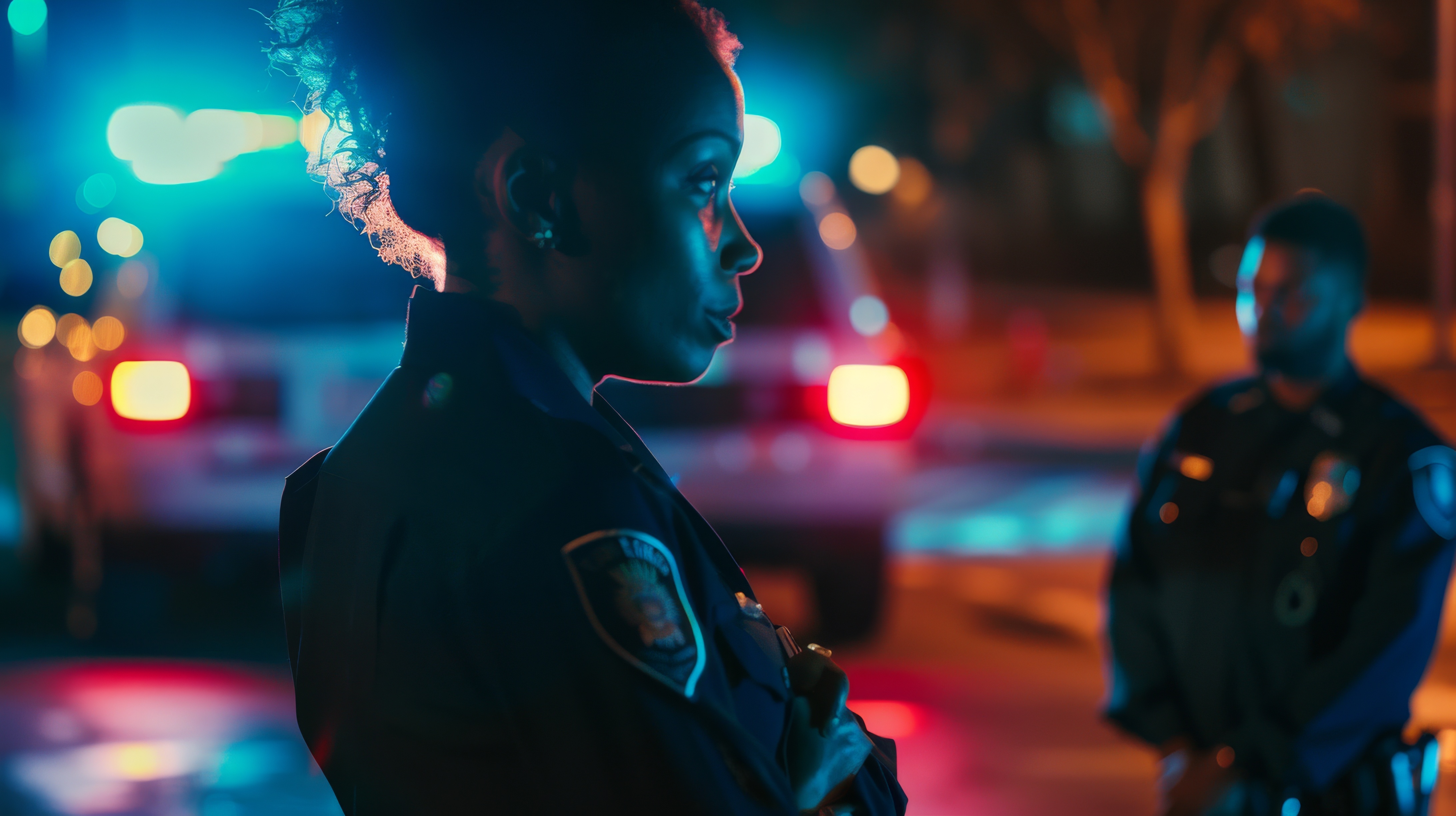 Image of two first responders at the scene of an accident.
