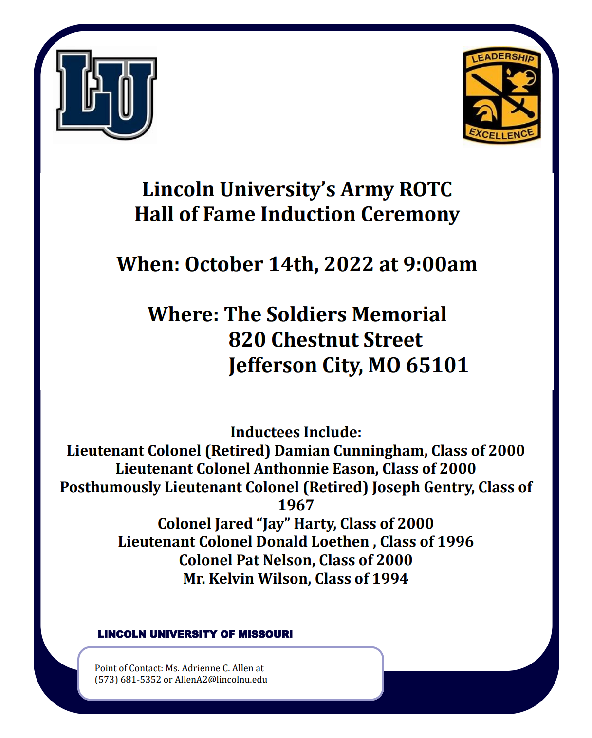 LU Army ROTC Hall of Fame Induction Ceremony
