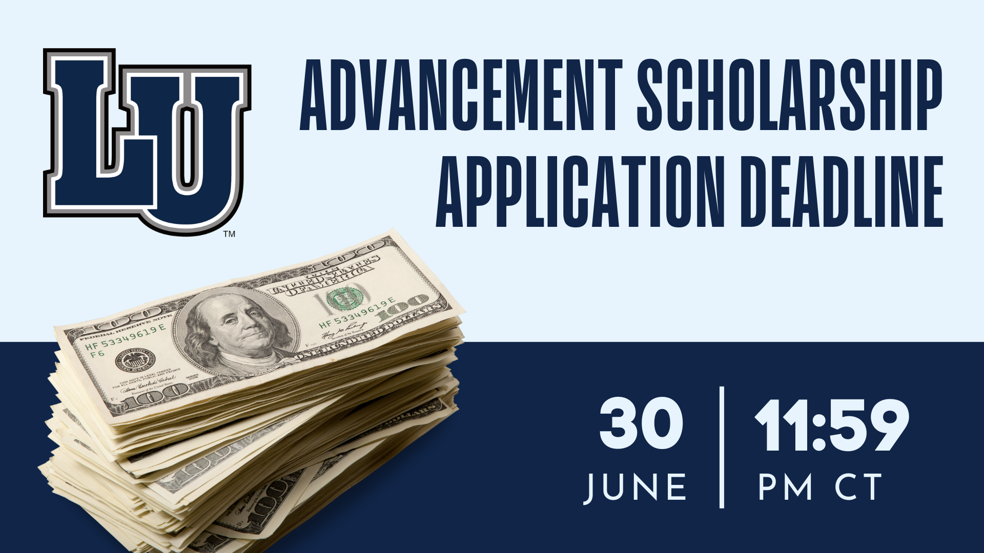 Advancement Scholarship application deadline graphic