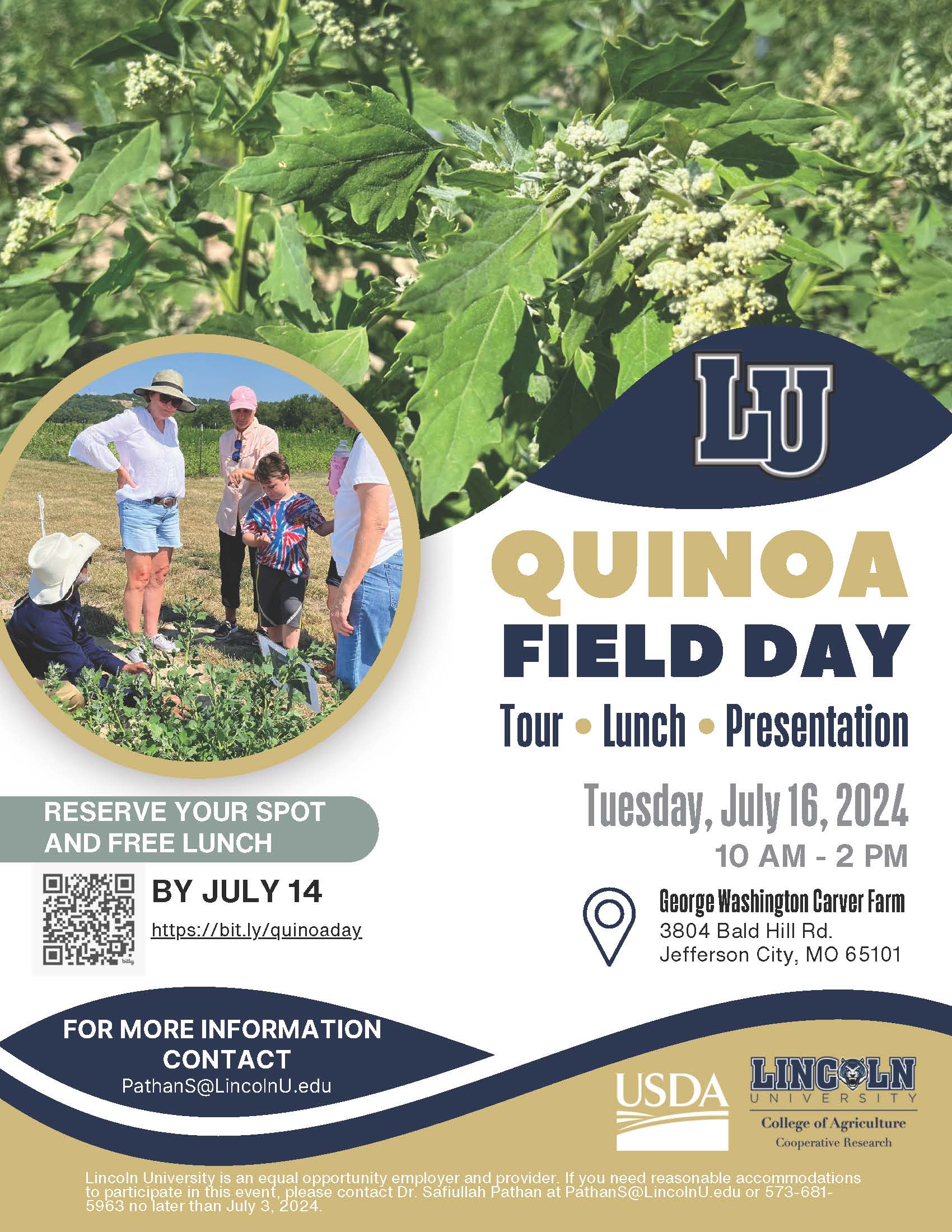Quinoa Field Day flyer with details and photos