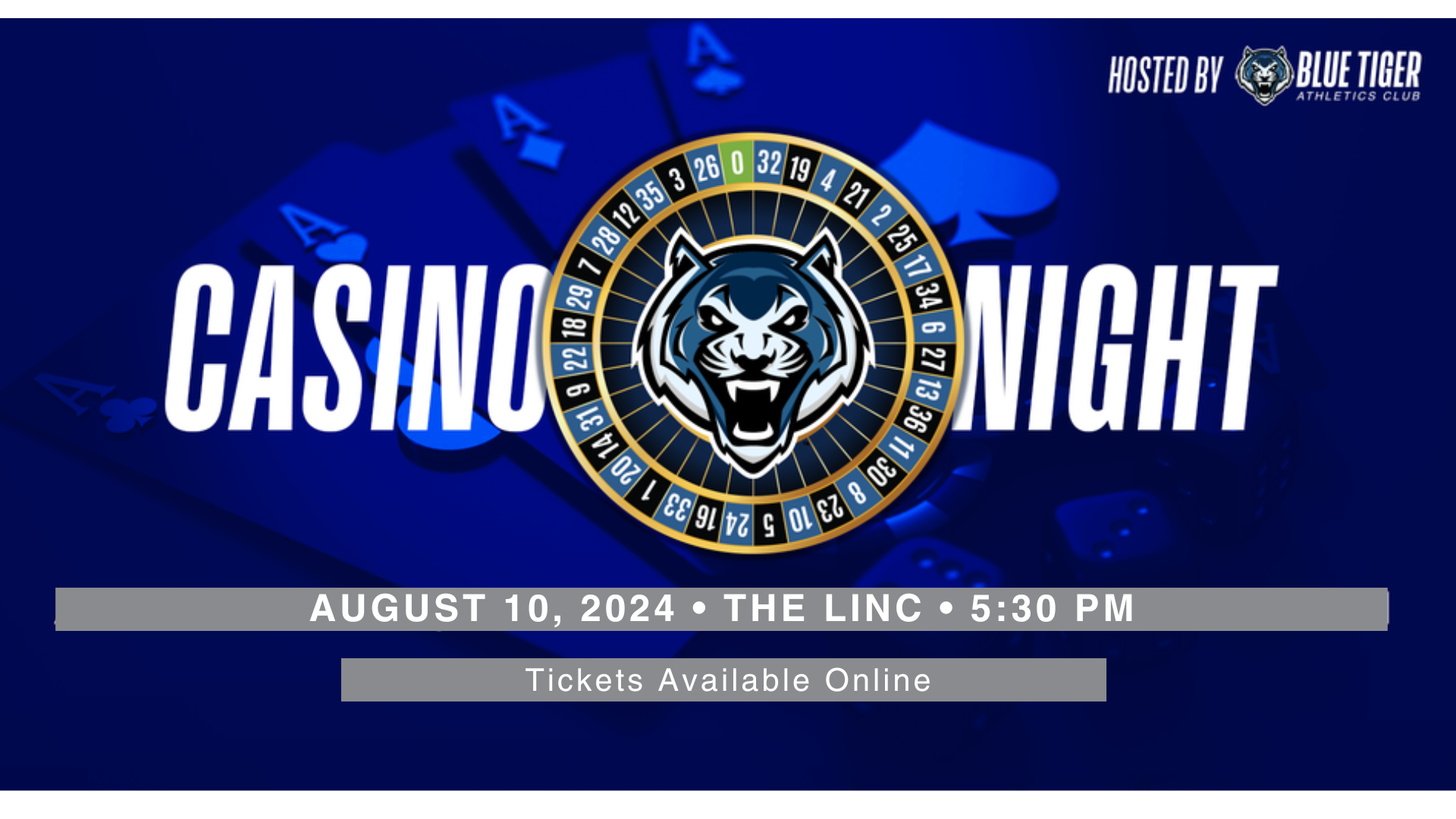 Blue Tiger Athletics Club Casino Night graphic