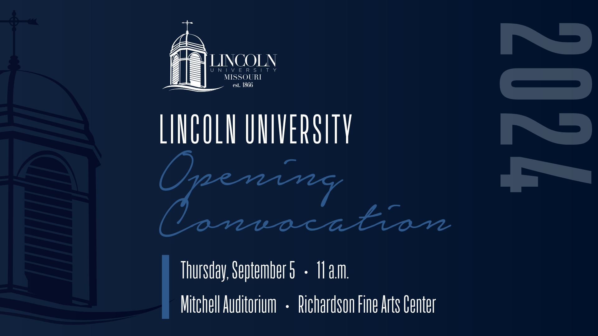 Opening Convocation graphic with time and location