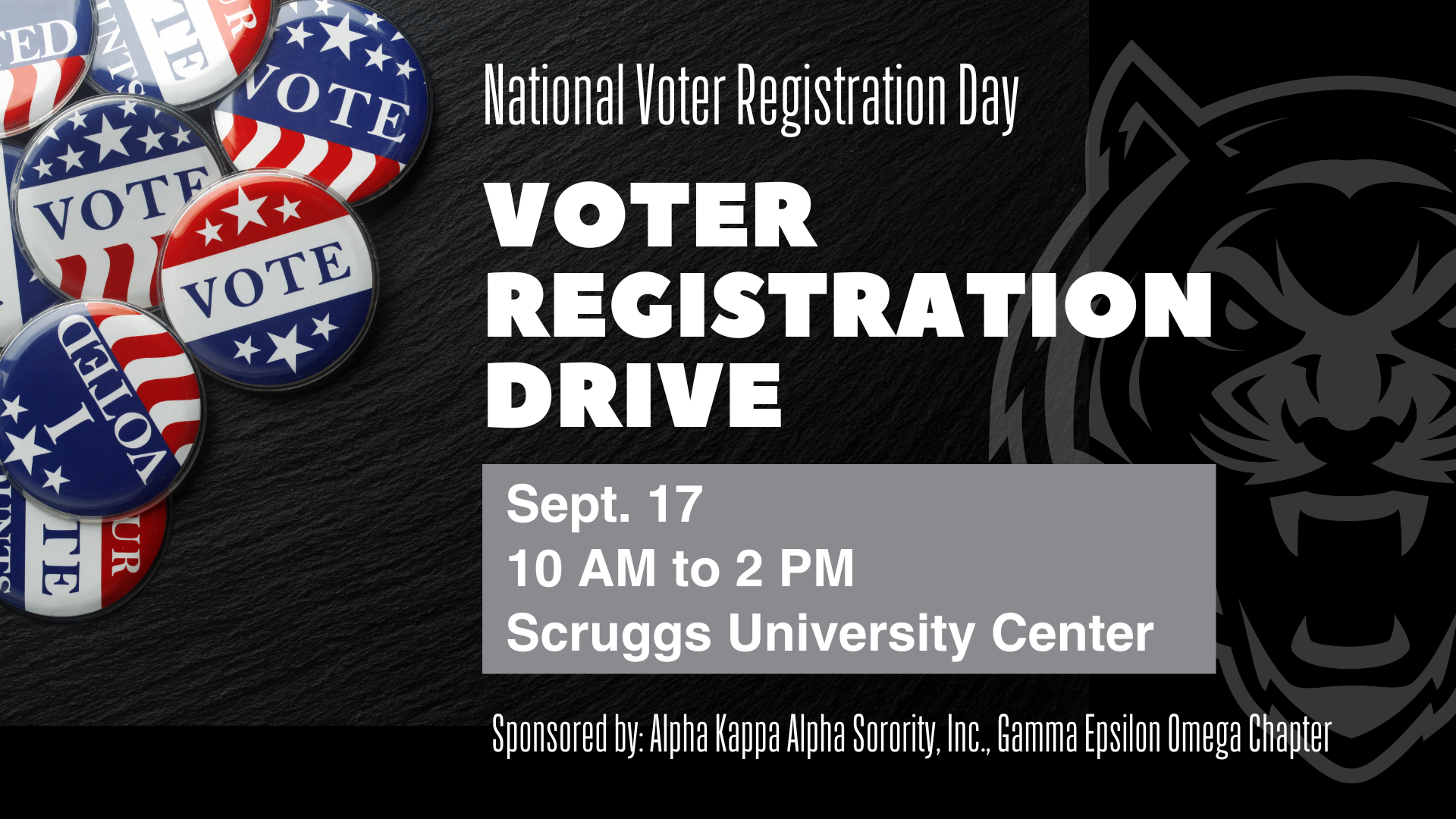 Voter Registration Drive graphic with details