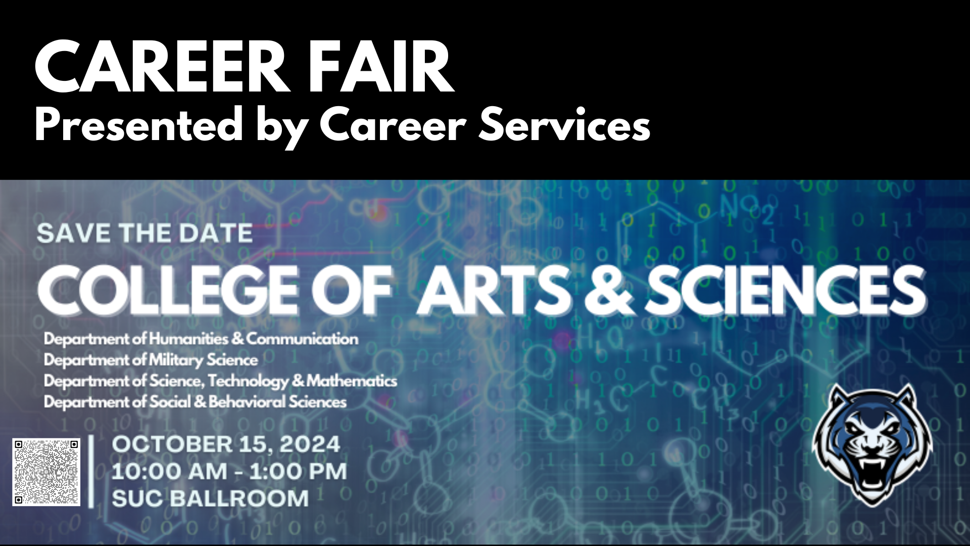 Graphic containing career fair date/time/location
