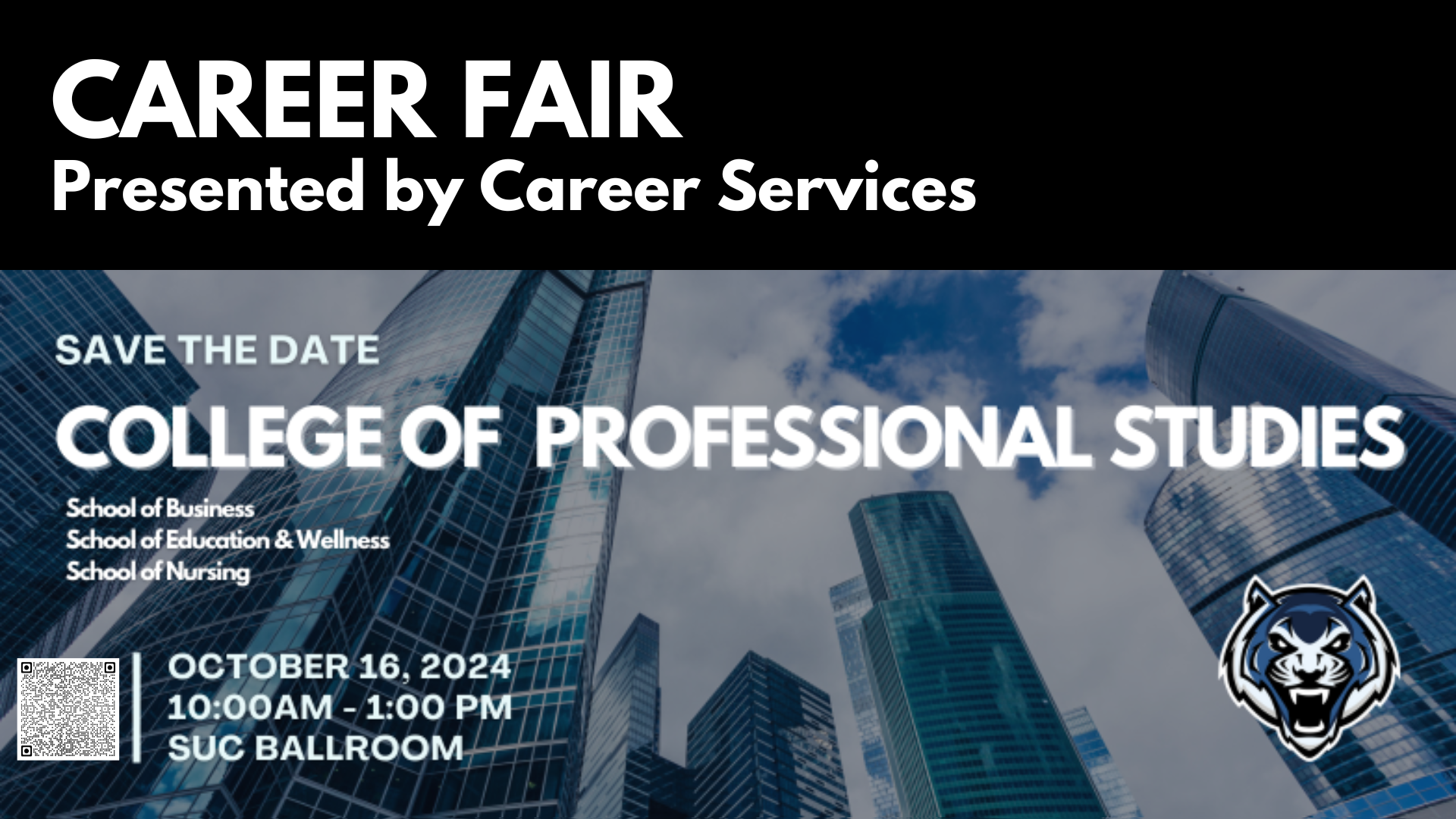 Graphic containing career fair date/time/location