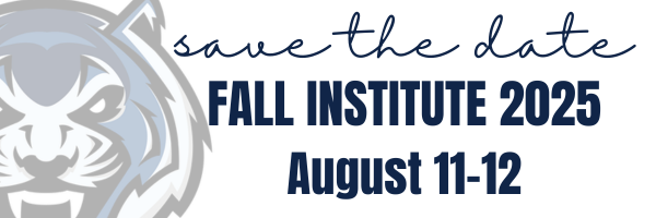 Save the date - Fall Institute 2025, August 11-12 graphic with LU Blue Tiger logo