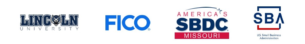 Sponsor logos: Lincoln University, FICO, America's SBDC Missouri, and SBA - U.S. Small Business Administration