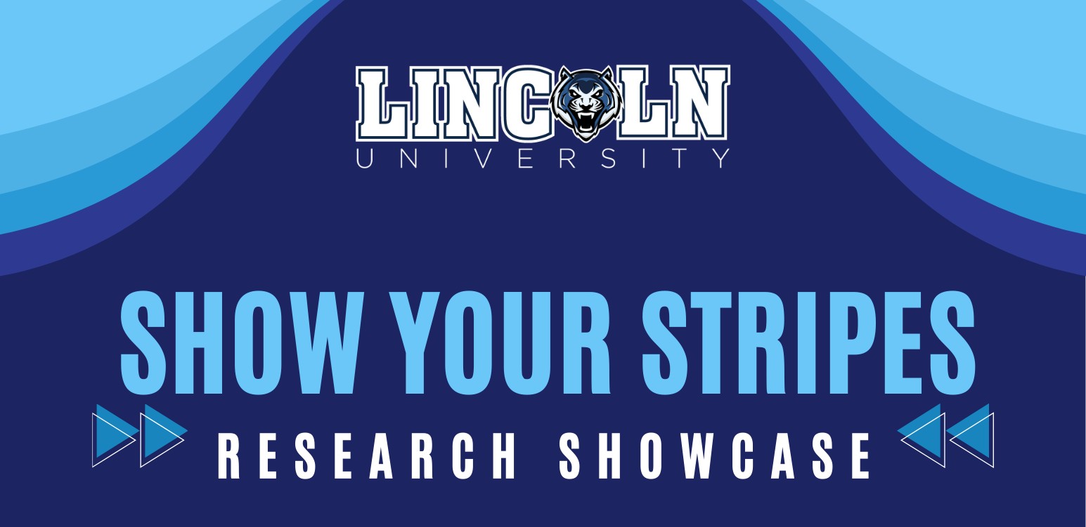 Lincoln University Show Your Stripes Research Showcase header graphic in blue tones