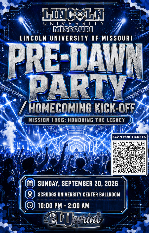 Lincoln University Pre-Dawn Party/Homecoming Kick-Off, Sept. 20, 10 p.m.–2 a.m., SUC Ballroom.