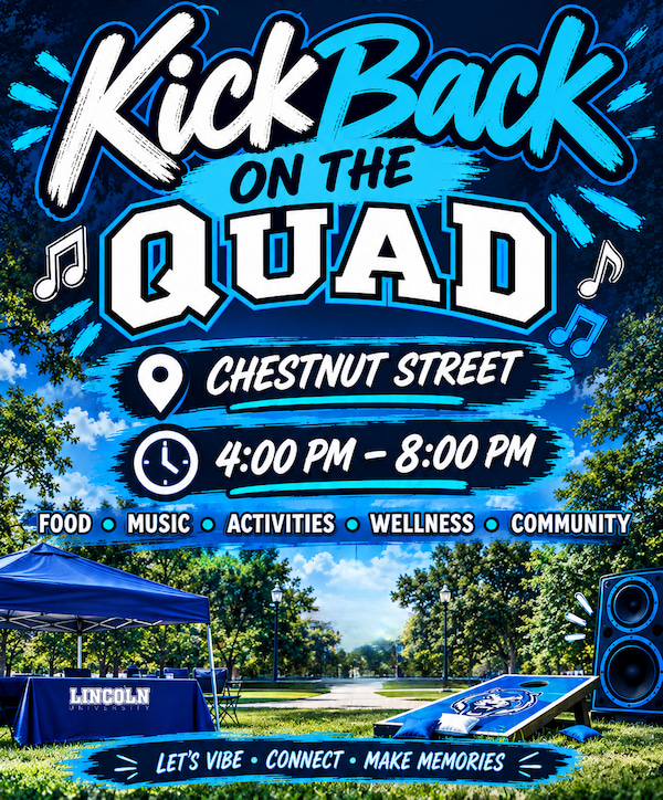 KickBack on the Quad on Chestnut Street, 4–8 p.m., featuring food, music, activities, wellness and community.