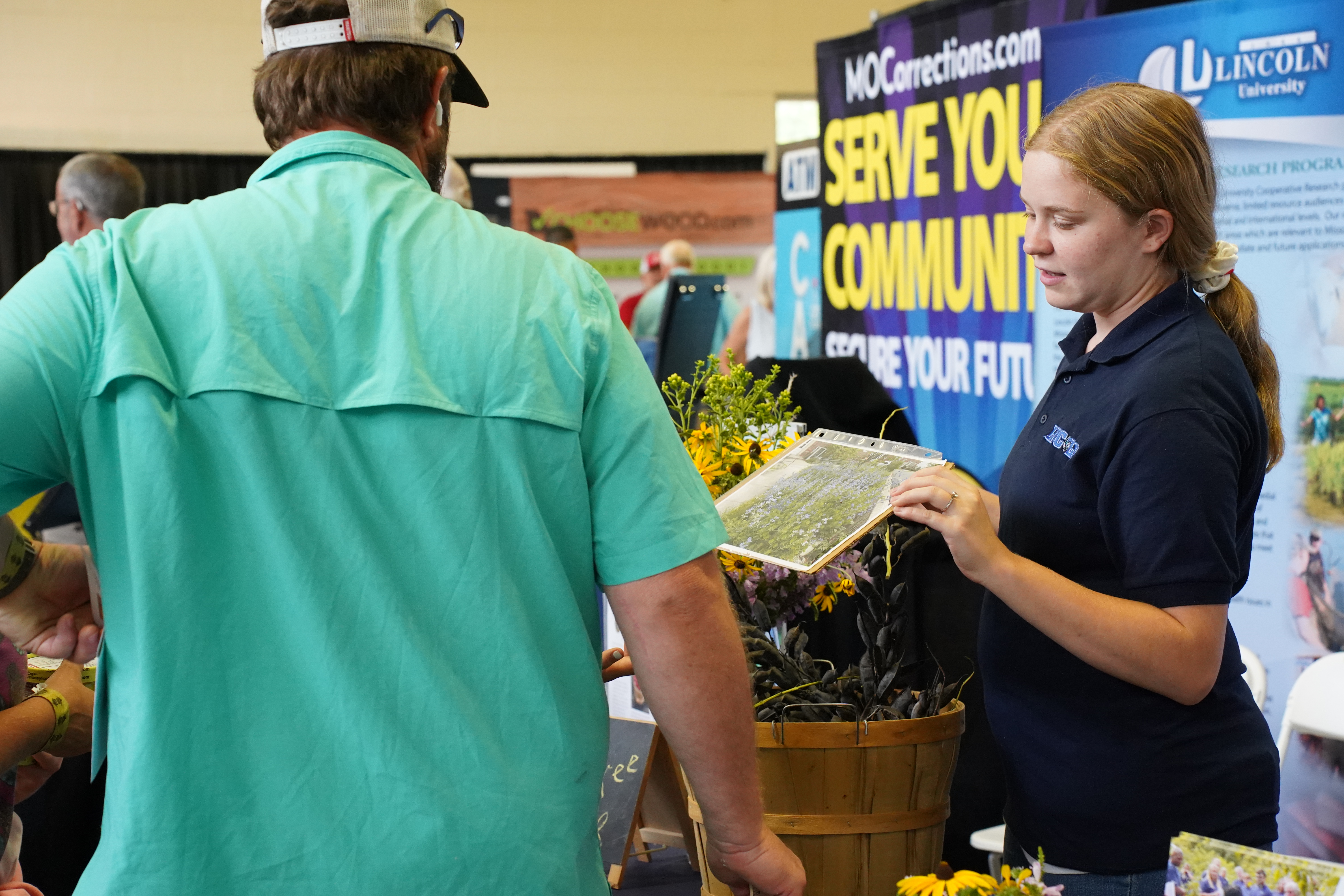 Image of Lincoln University promoting their internship program at a career fair