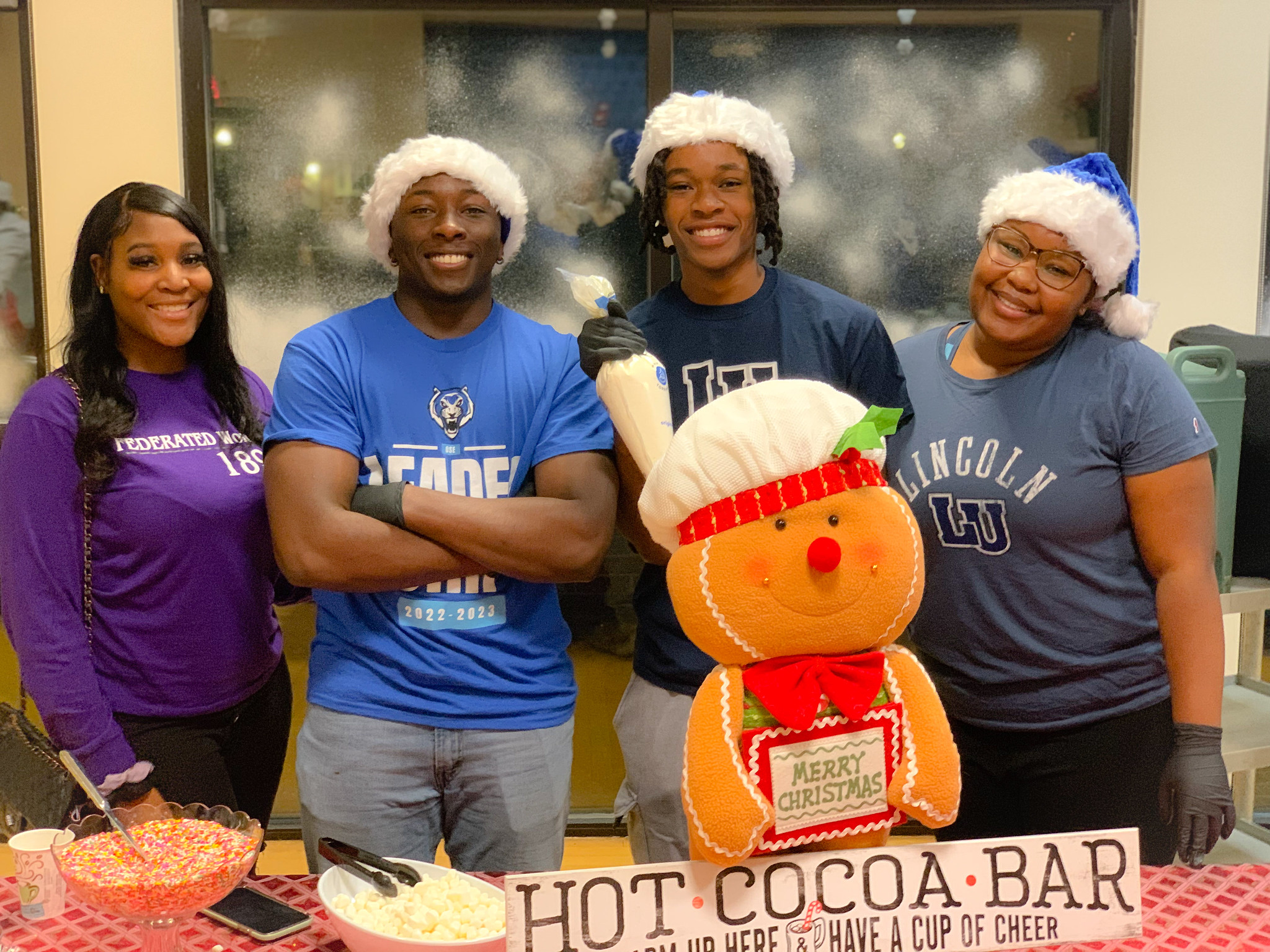 Lincoln University students served hot cocoa at the first annual Holiday Extravaganza on Tuesday, December 6, 2022.