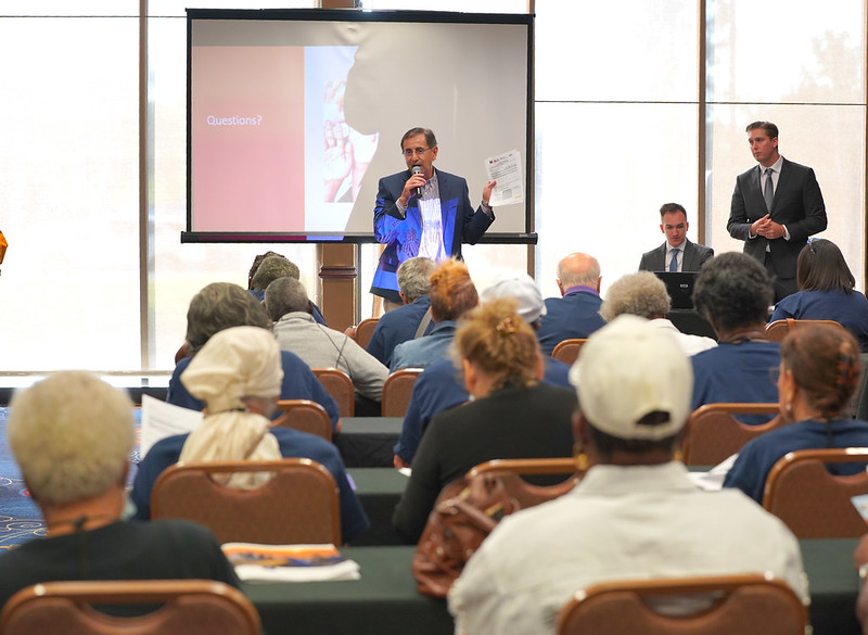 Dr. Homero Salinas, LUCE Small Ruminant Specialist, and attorneys Connor P. Kelley and Lance F. Johnson share with minority senior citizens strategies to protect generational wealth through estate planning at 25th Missouri Institute on Minority Aging (MIMA).