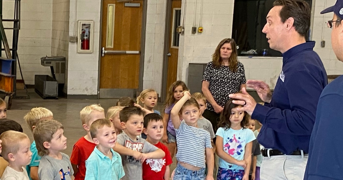 Dr. Sean Zeiger, LU assistant professor of forest hydrology and watershed management, encouraging students at Cole County R-5 School District to help protect Clark Fork, a local body of water.