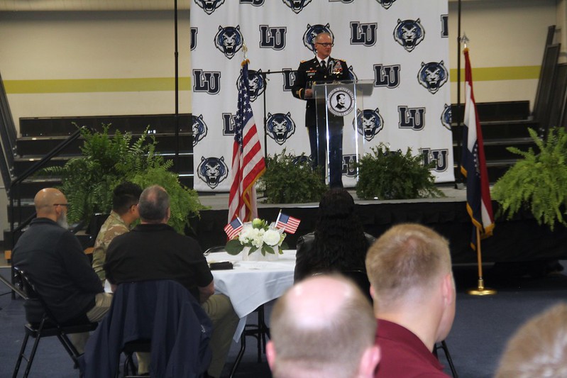 Col. Rose giving speech