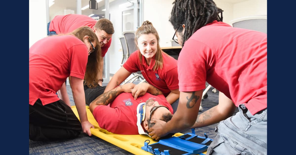 Lincoln University EMT students in hands-on training.