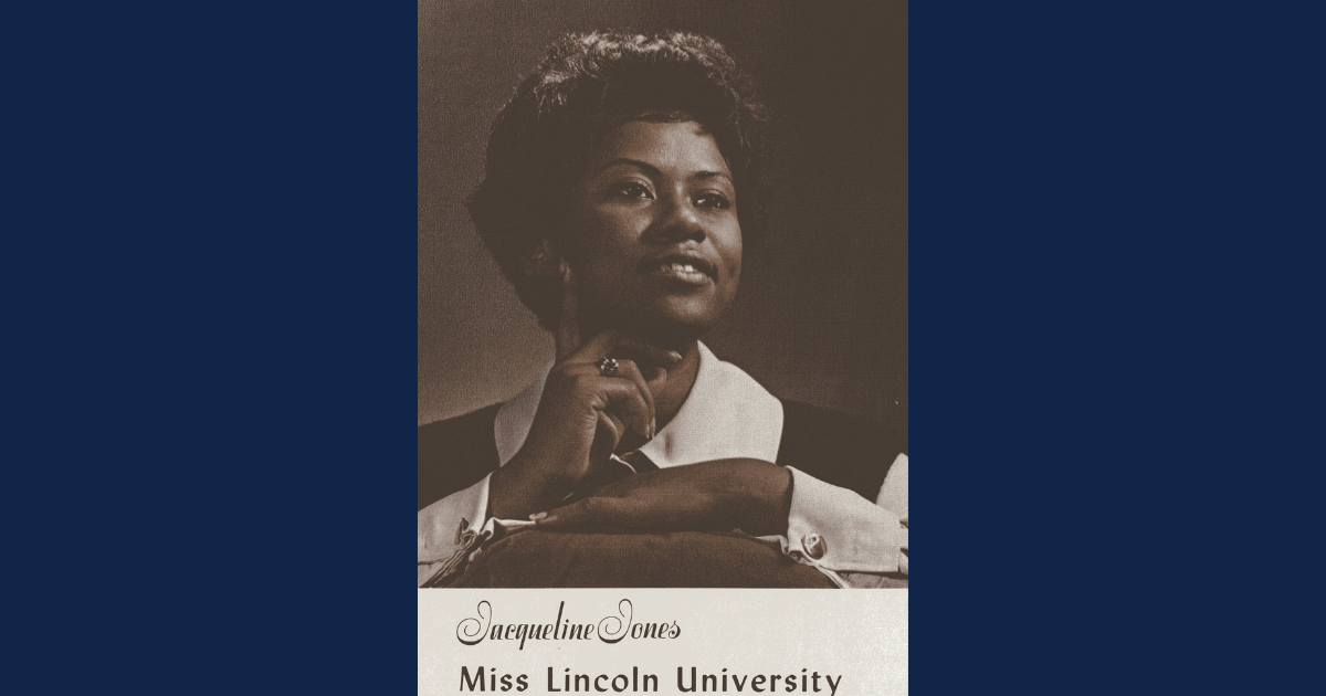 Black and white image of Miss Lincoln 1969-1970 Jacqueline Jones Ragland.