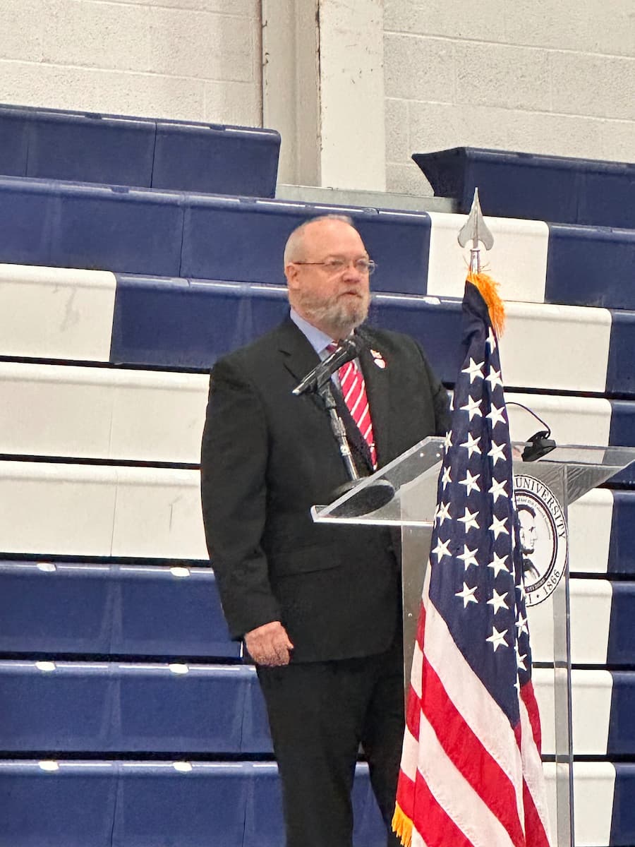 Ret. Kurt Dulle speaks during the 2025 Veterans Breakfast.