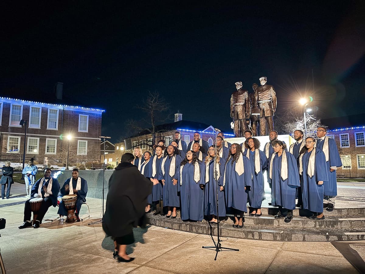 The Lincoln University of Missouri Choir performs a selection of traditional carols and holiday music at the 2025 Holiday Extravaganza.