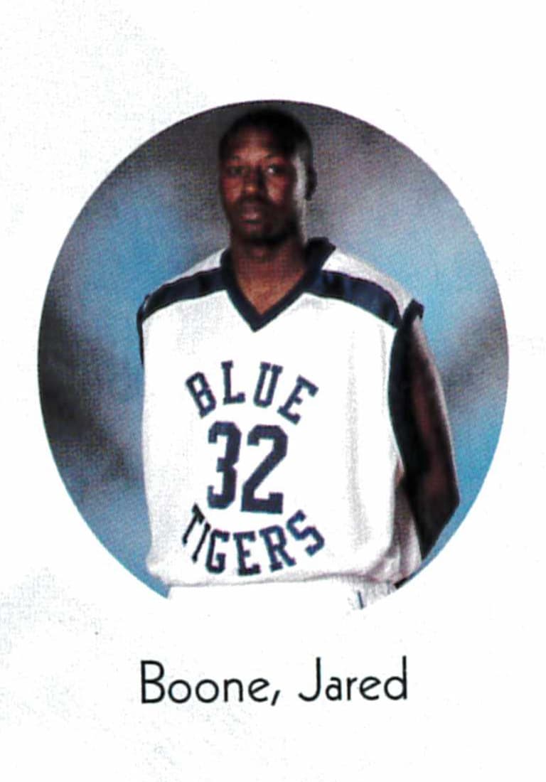 Jared Boone in his basketball uniform for Lincoln University of Missouri.