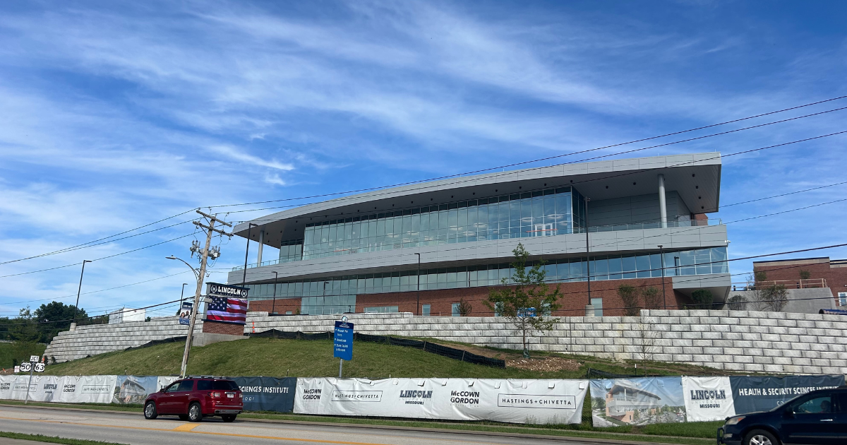 The outside street view of the Health and Security Sciences building on the Lincoln University campus. 
