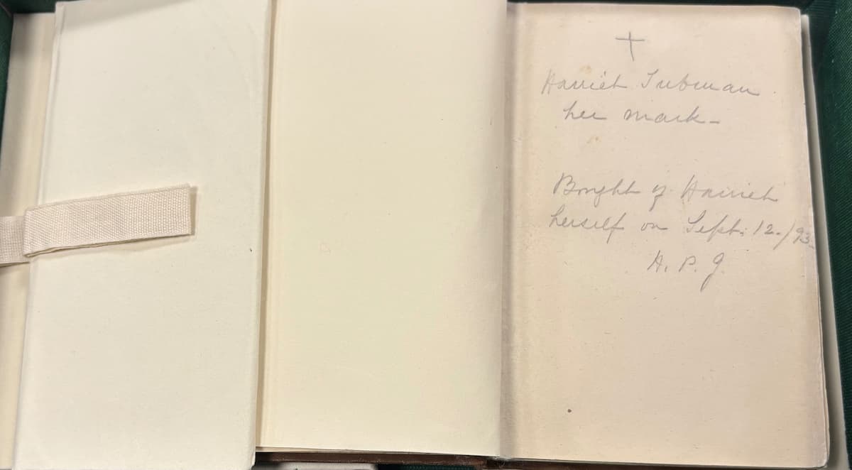 The Harriet Tubman book after its restoration in 2025. The book is the most iconic item in the Lincoln University Archives collection.