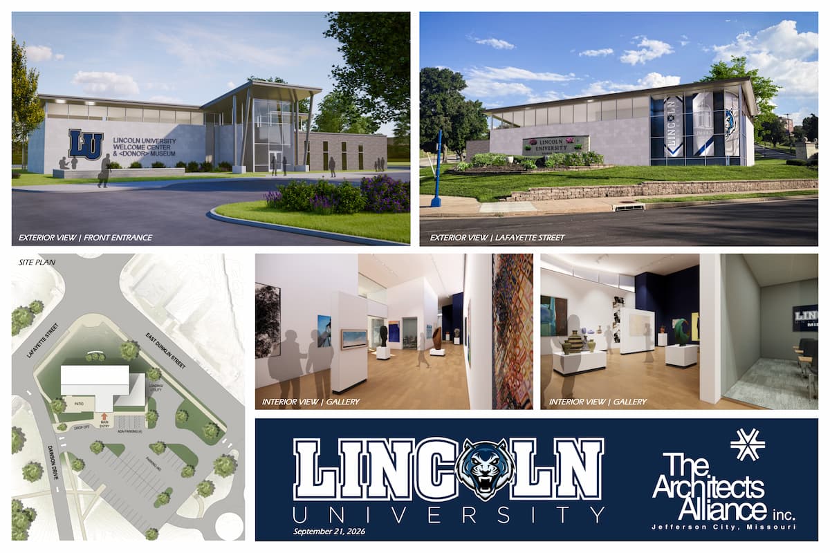 A digital rendering of a Lincoln University Welcome Center and Museum